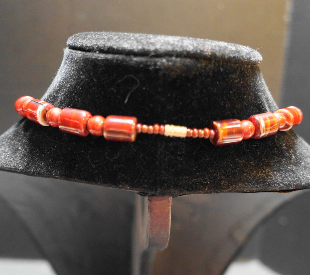 Deep Maroon Red Glass Faux Coral Beads Necklace