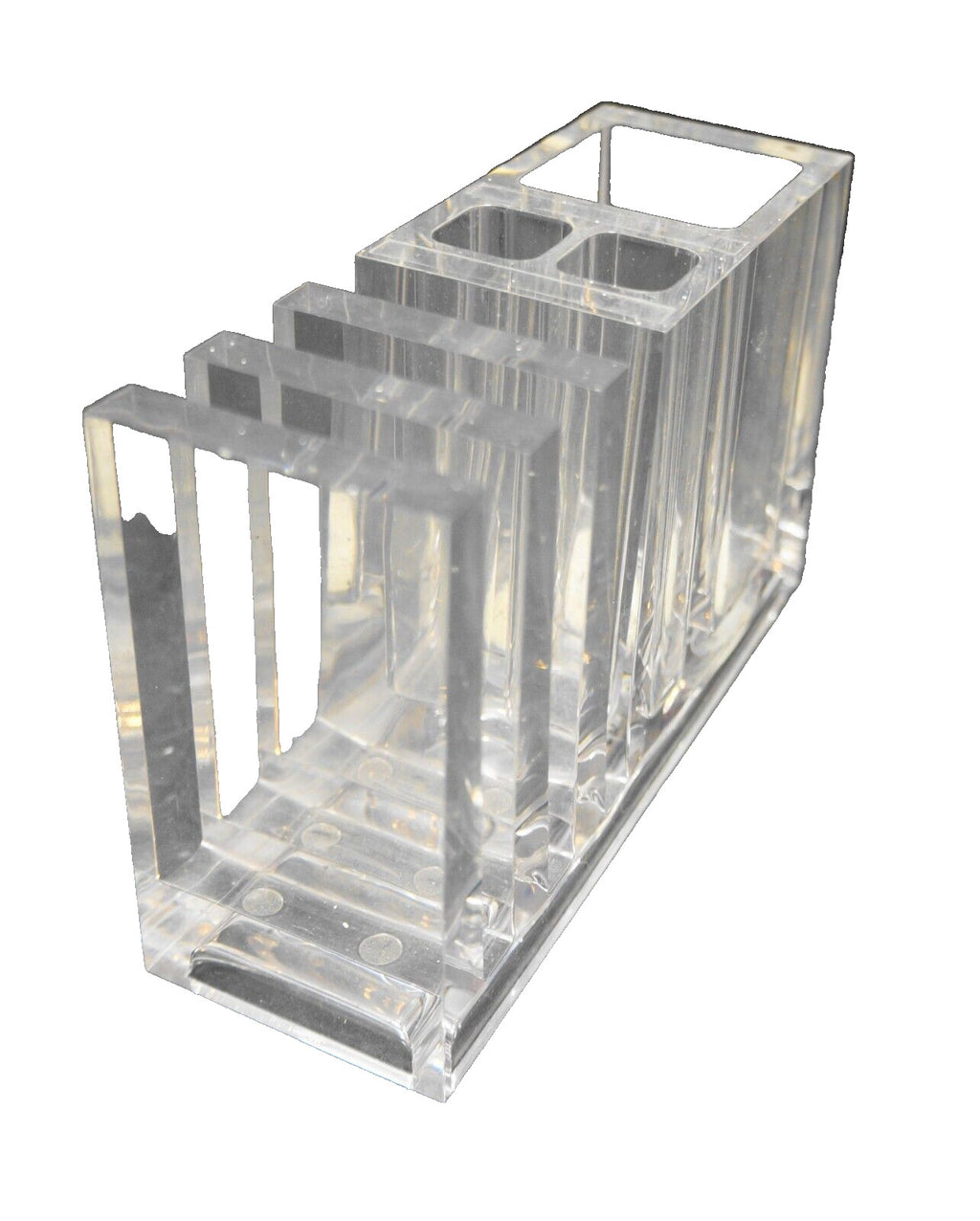 Clear Lucite MCM Desk Organizer Pen Note Holder Taiwan Guzzini-Like