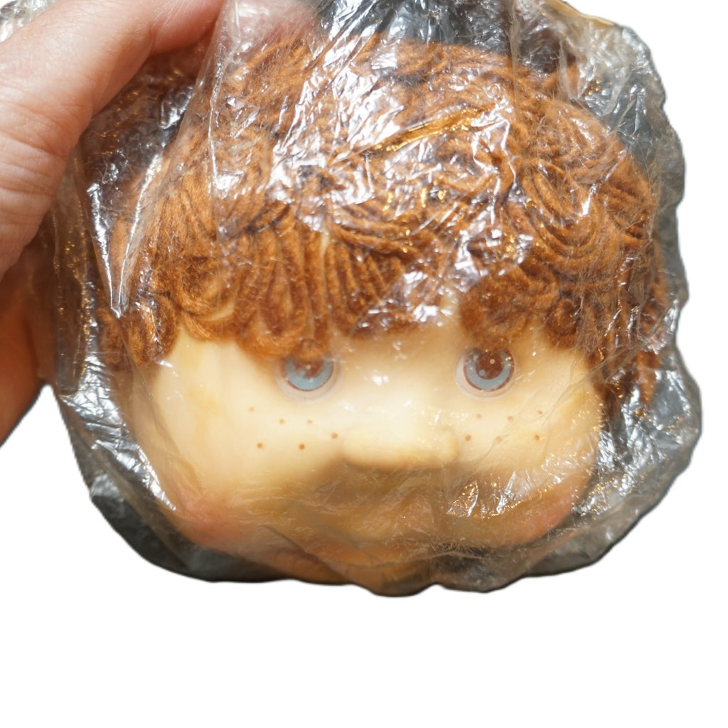 Zim's Fine Craft Supplies Vinyl Doll Head Brown Yarn Hair Blue Eyes
