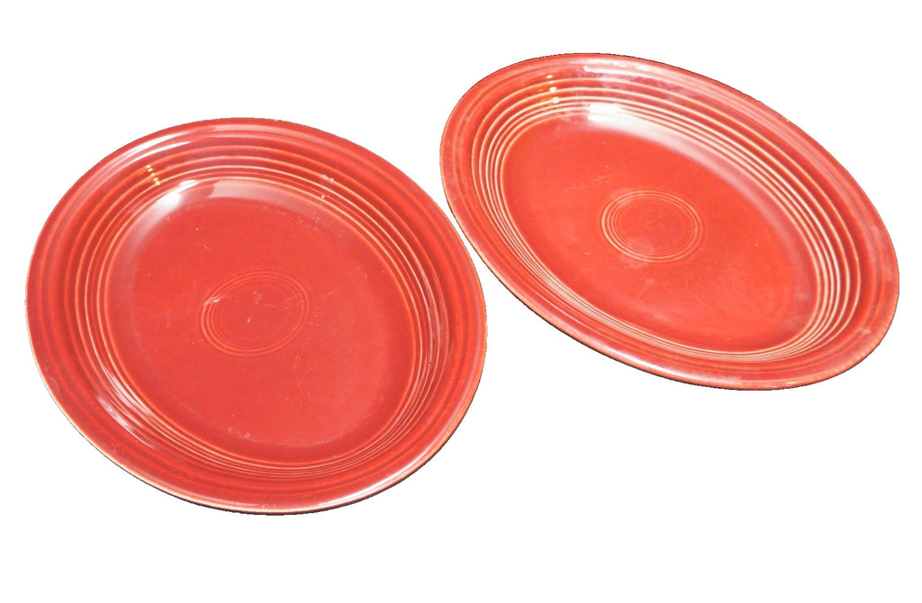 Homer Laughlin Fiesta Cinnabar Oval Plates Platters 11 5/8 IN Pair