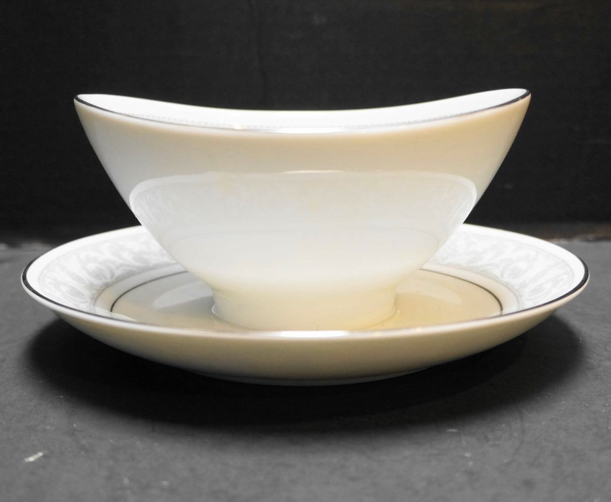 Whitney Imperial China W Dalton Gravy Boat Grey Leaf Band