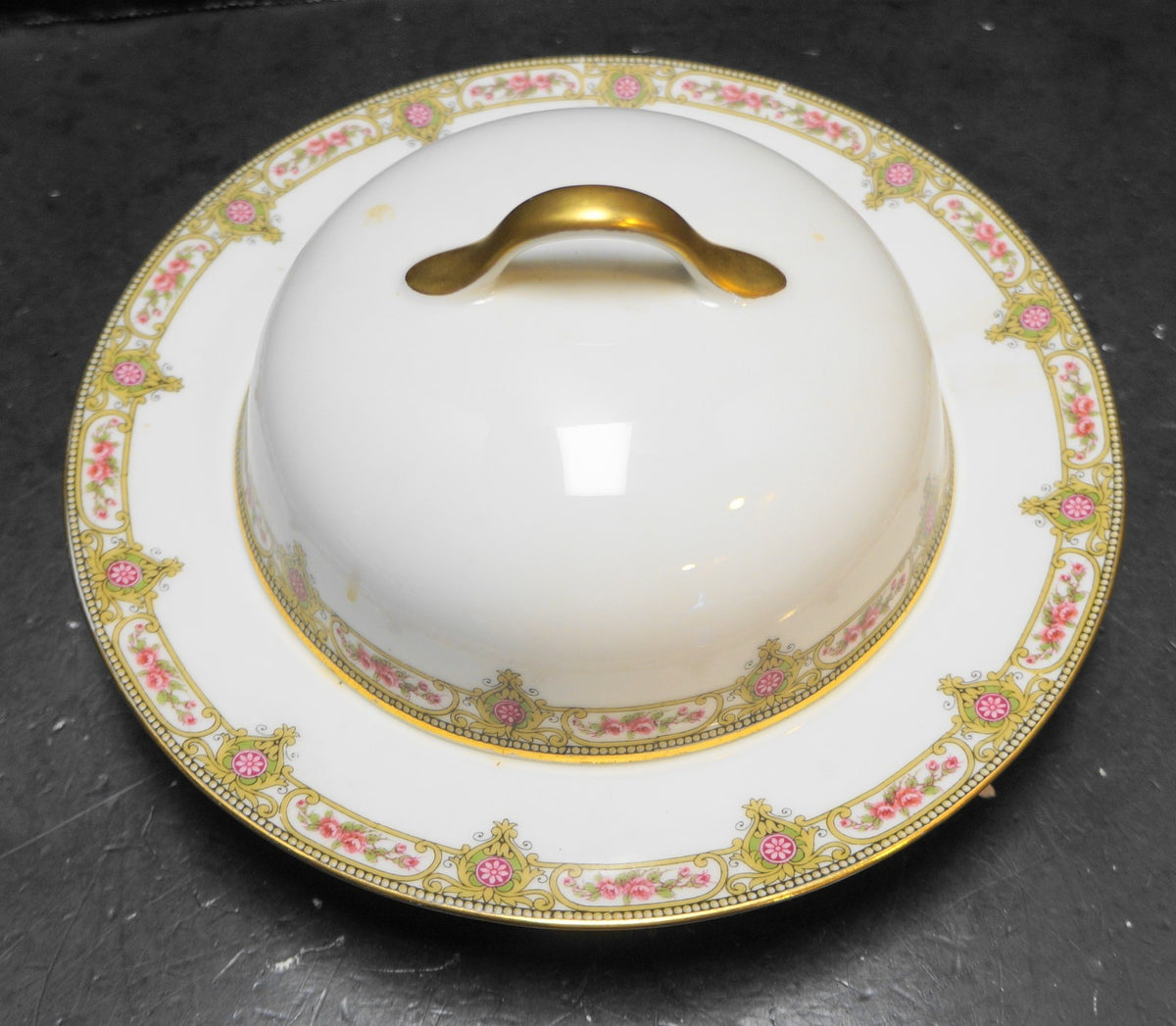 U.C. Limoges FB&CO France Round Domed Butter Dish With Strainer