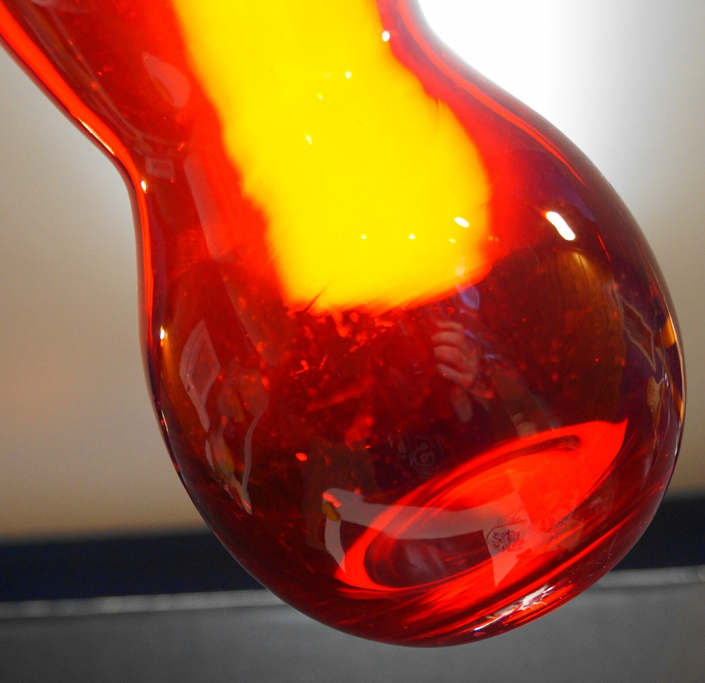 Ruby Red Art Glass Blown Gourd Shaped Vase