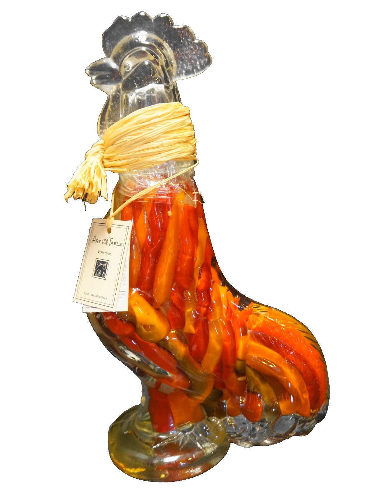 Art For The Table Rooster Glass Bottle Chili Vinegar Unopened With Tags