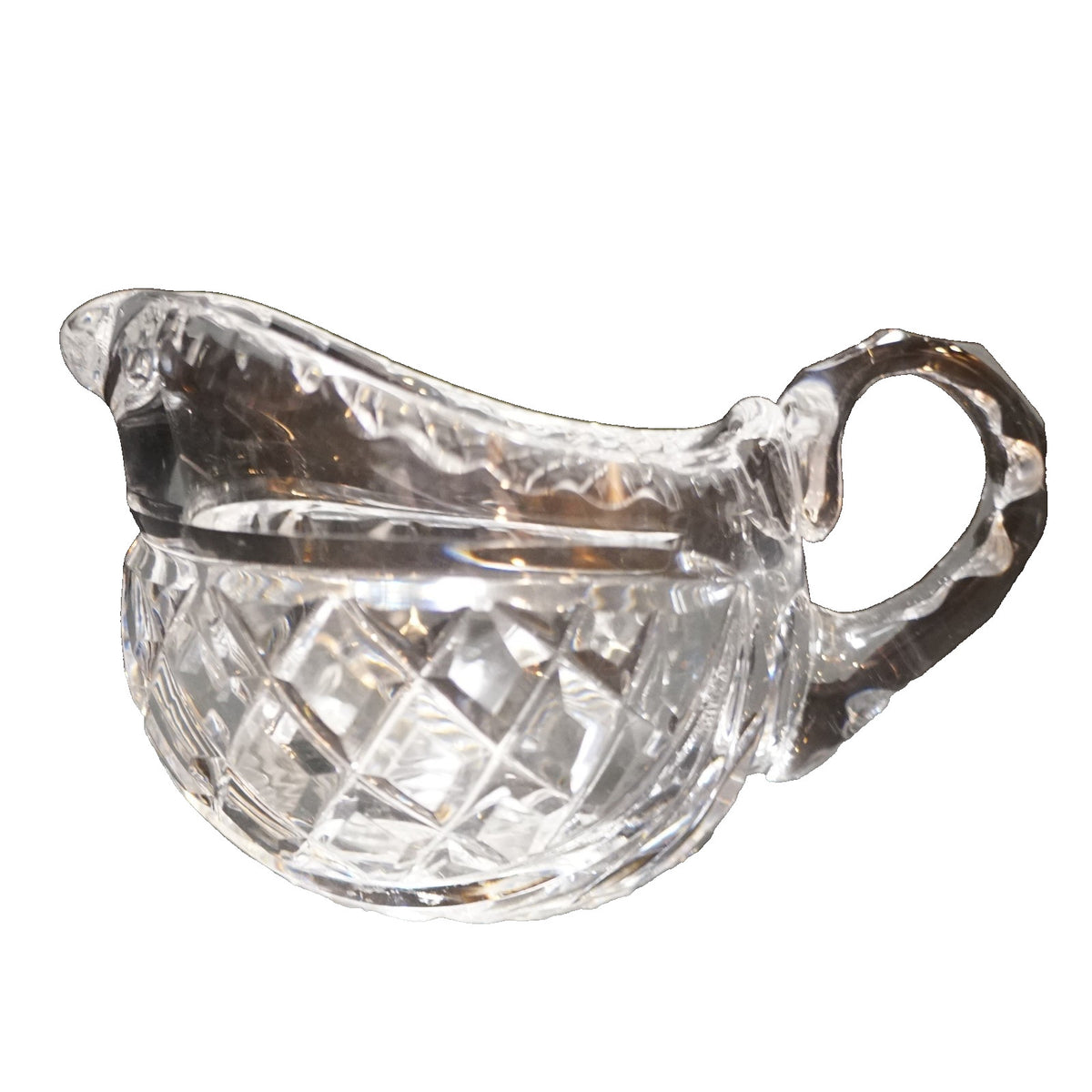 Vintage Cut Crystal Diamond Hatch Small Creamer