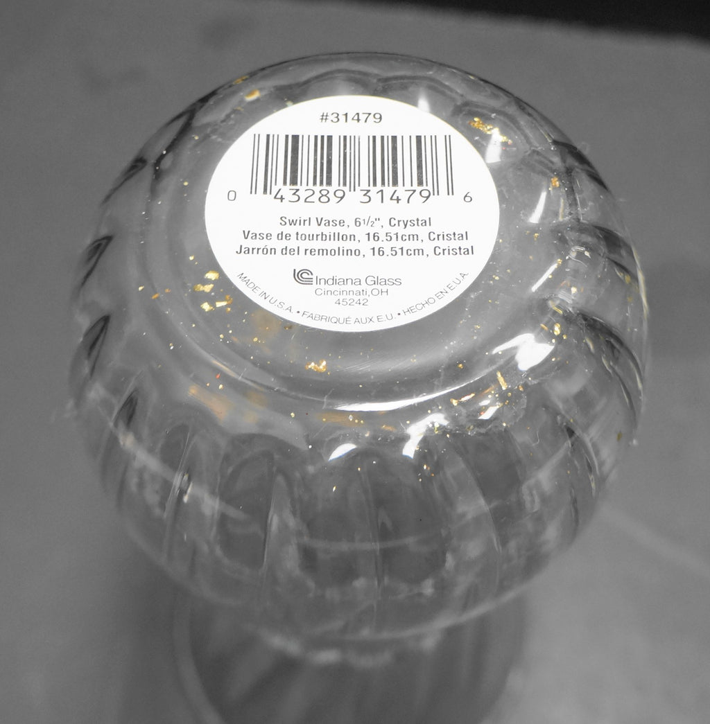 Indiana Glass Illusions Clear Spiral Optic Small Vases Pair