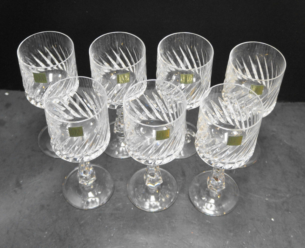 Hoya Crystal Corolle Spiral Swirl White Wine Set of 7