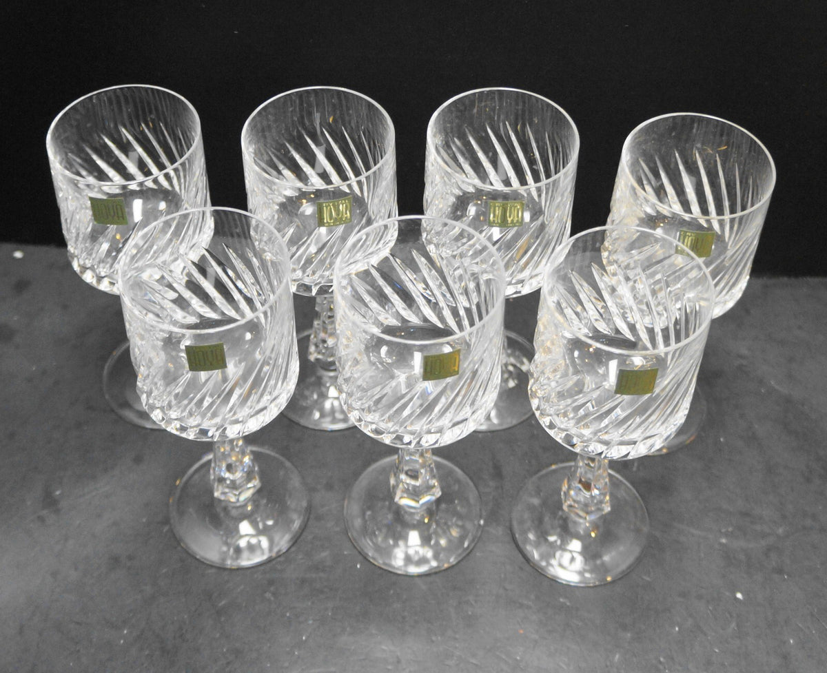 Hoya Crystal Corolle Spiral Swirl White Wine Set of 7