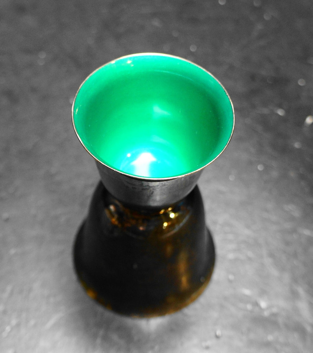 Reed & Barton Red Green Enamel Silverplated Double Jigger