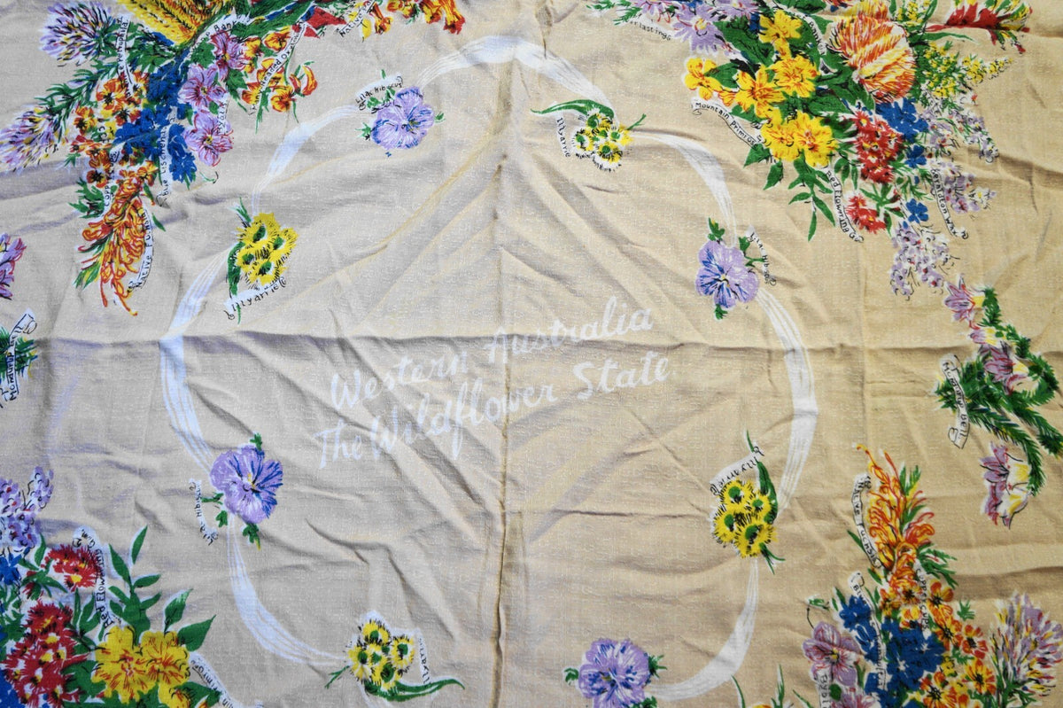 Western Australia The Wildflower State Small Tablecloth Beige Background Floral
