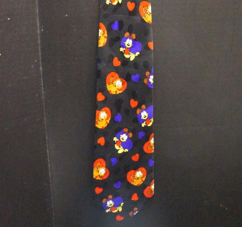 Garfield Odie Hearts Valentine Addiction Polyester Tie Vintage