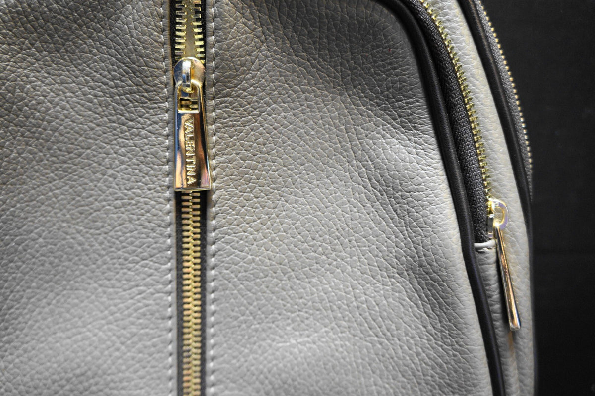 Valentina Italian Genuine Pebbled Leather Sling Backpack Purse Taupe Brown