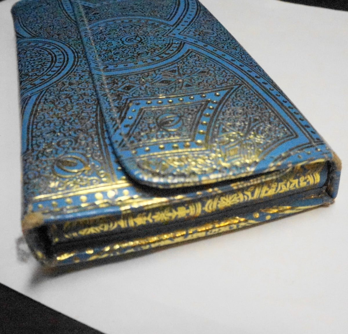 Vintage Art Deco Manicure Set Blue Handles Ground Leather Case Austria