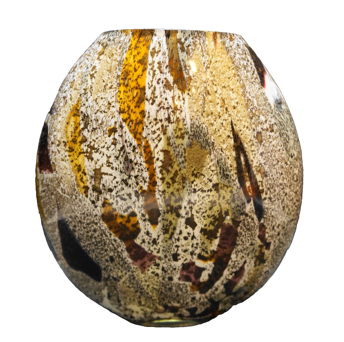 CB2 Alborz Brown Cream Variegated Art Glass Vase Made in India Crate & Barrel