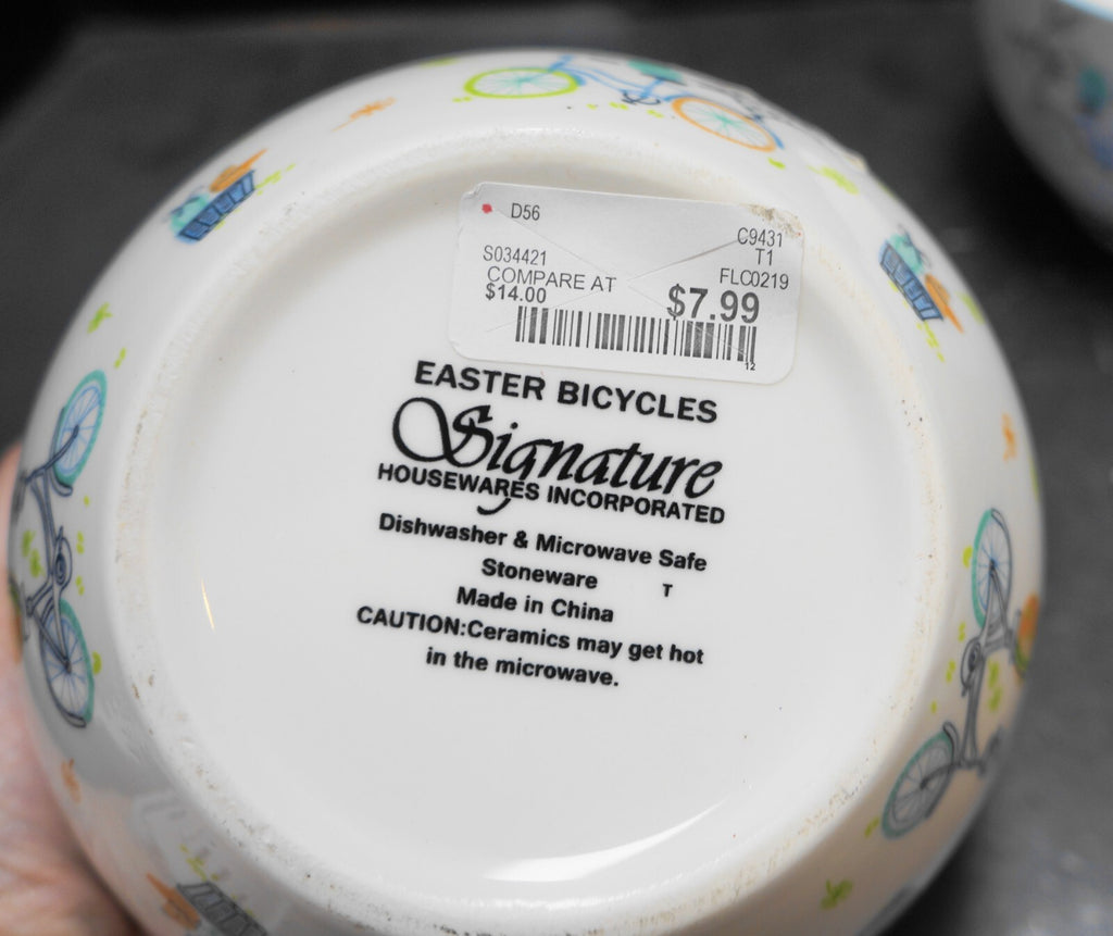 Signature Easter Bicycles Stoneware Nesting Bowls Set of 3