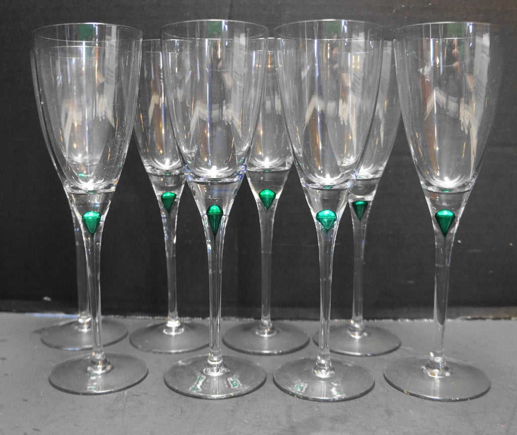 Colony Diane Green Encased Teardrop Wine Glasses Set of 8