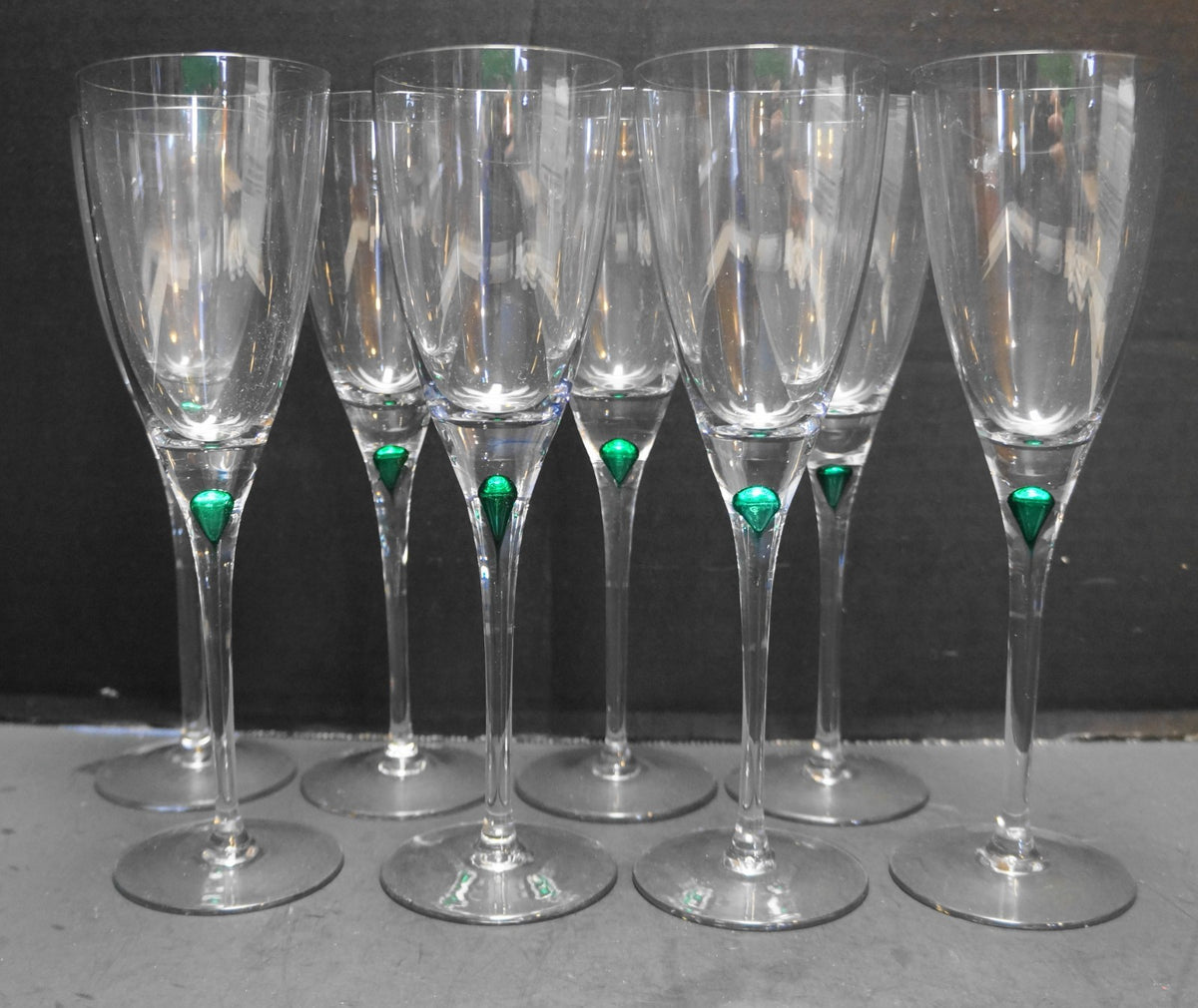 Colony Diane Green Encased Teardrop Wine Glasses Set of 8