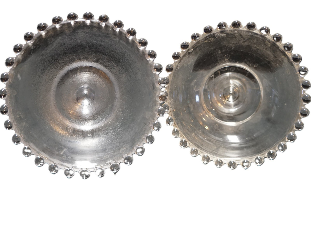 Imperial Candlewick Single Light Candle Holders Mismatched Pair