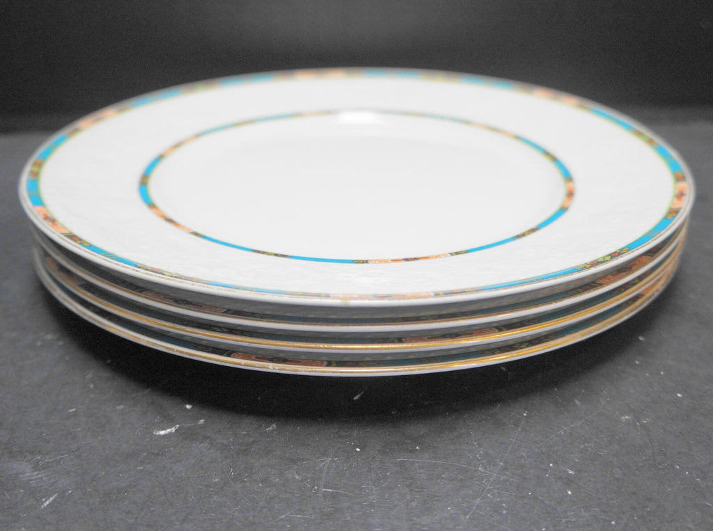 Alfred Meakin Floral Embossed Blue Floral Band Dinner Plates Set of 4 Early 1900