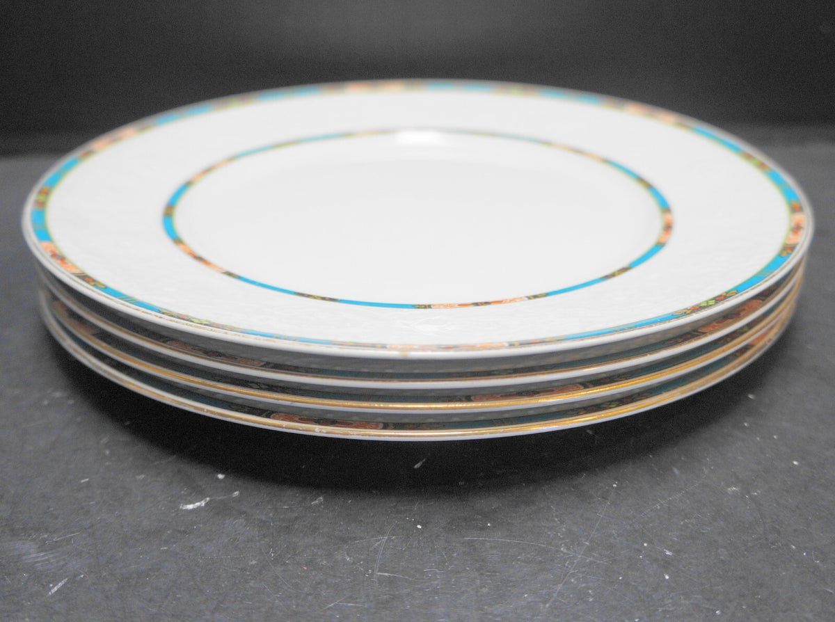 Alfred Meakin Floral Embossed Blue Floral Band Dinner Plates Set of 4 Early 1900