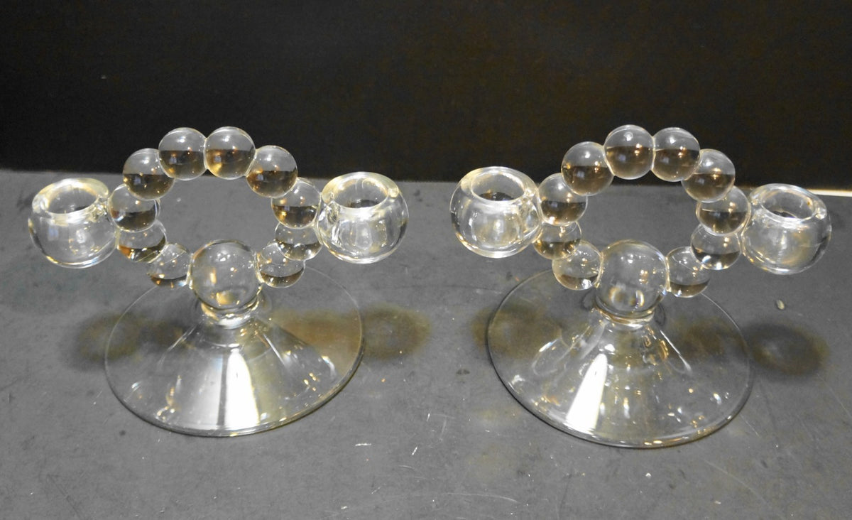 Candlewick Double Light Candle Holders Pair Imperial Glass 782