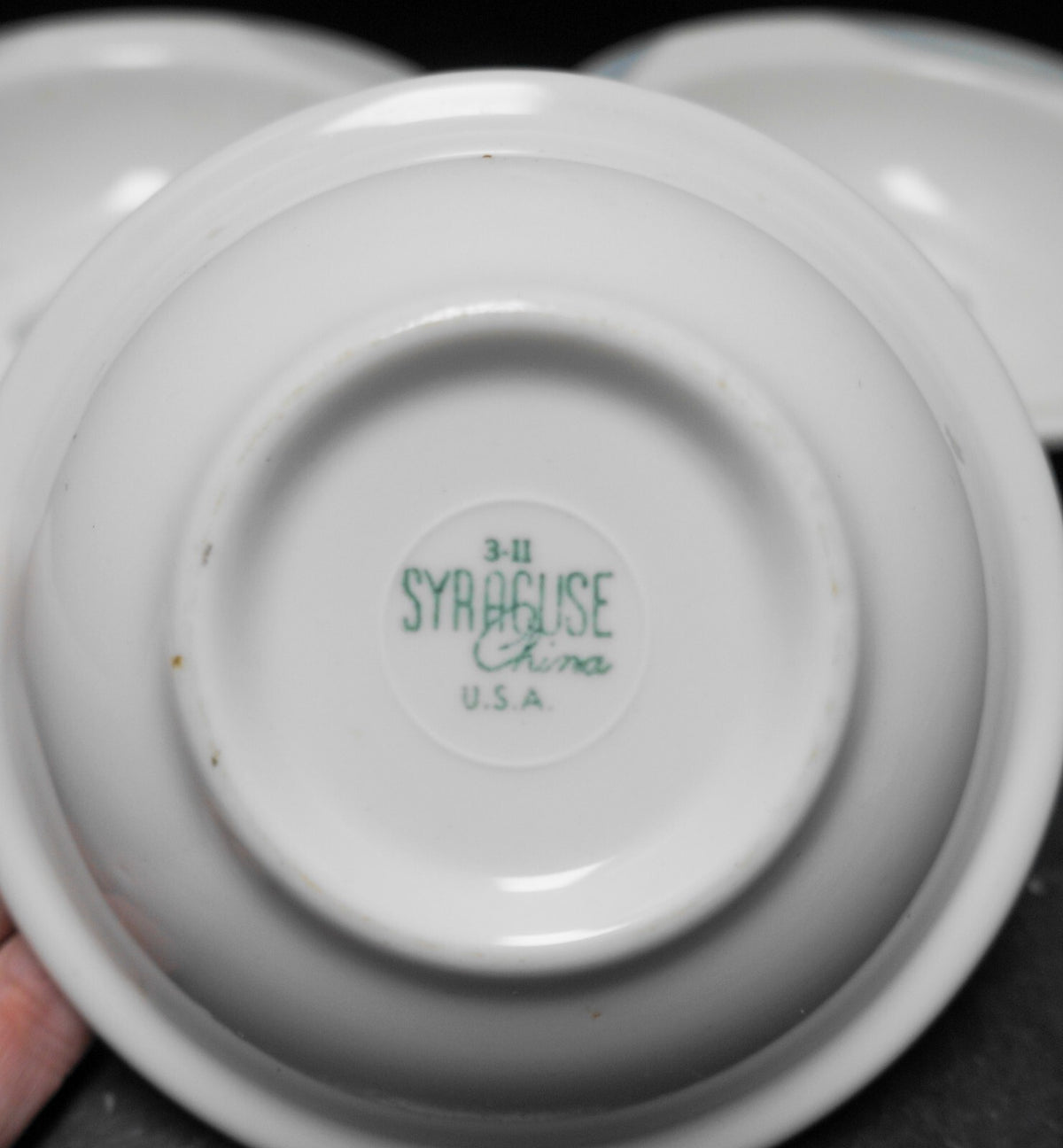 Syracuse Cadet Fruit Dessert Sauce Bowls Set of 3 Airbrushed Gray Blue Tulip