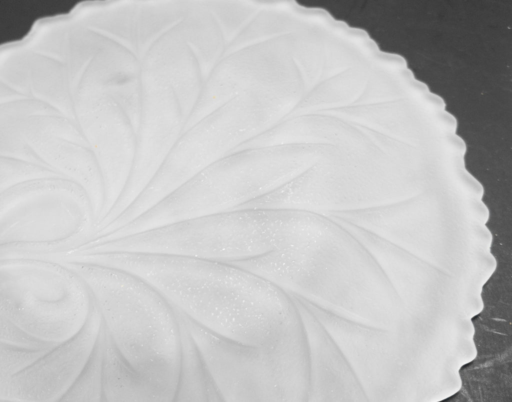 Indiana Pebble Leaf Frosted Satin Glass Luncheon Salad Plates