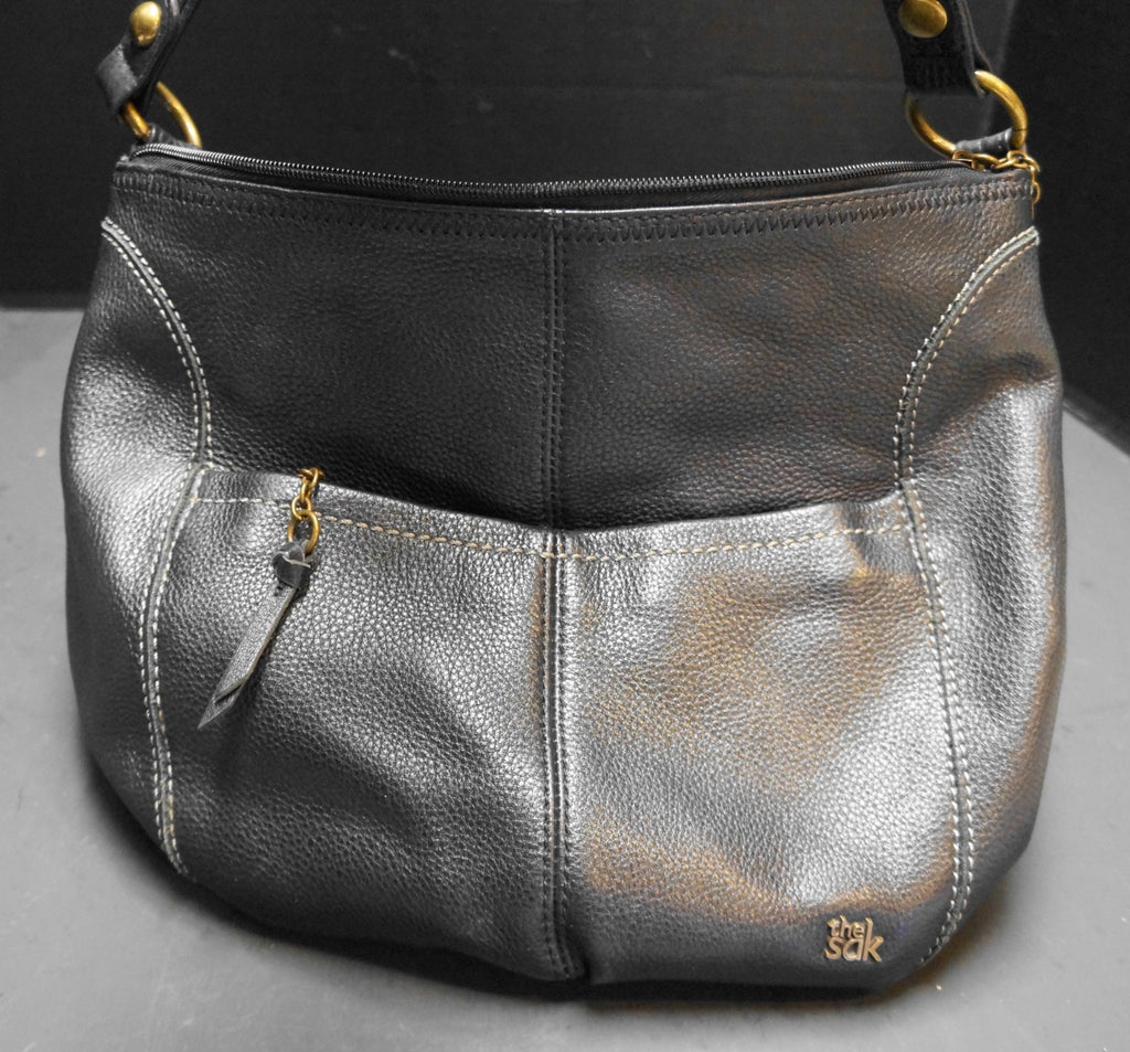 The Sak Black Iris Pebbled Leather Soft Slouch Hobo Shoulder Bag