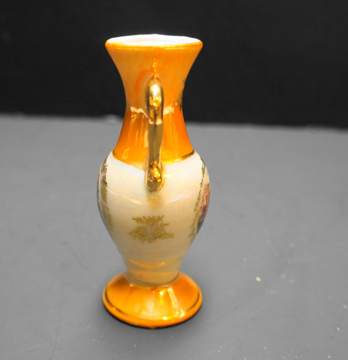 Orange Pearl Lustre Mini Urn Vase Portrait