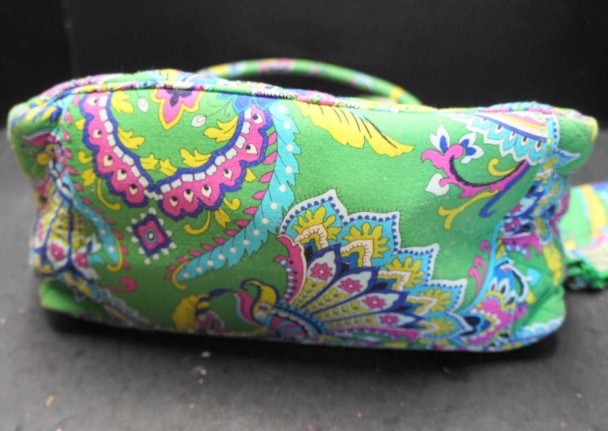 Vera Bradley Emerald Paisley Medium Bowler and Coin Purse Retired 2014
