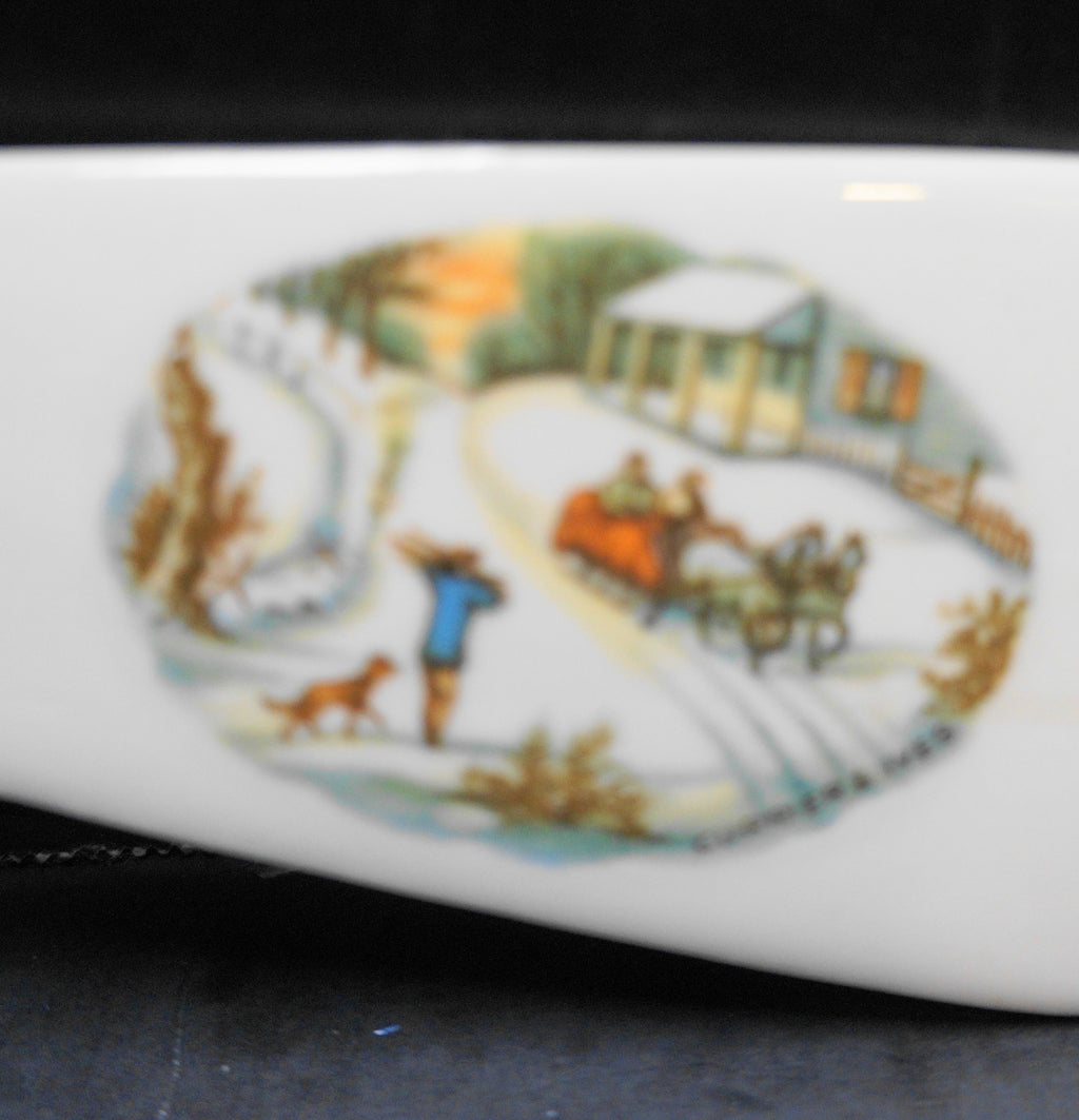 Harker Pottery Currier & Ives Homestead in Winter Pie Pastry Server