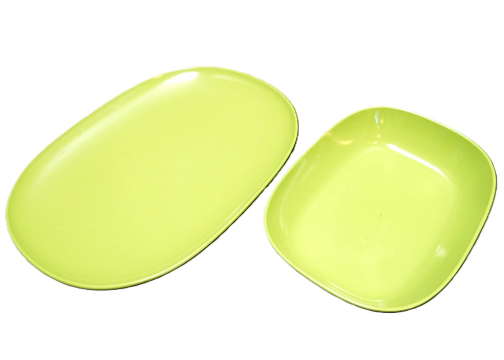 Texas Ware Thin Lime Green Rectangle Oval Bowl Platter