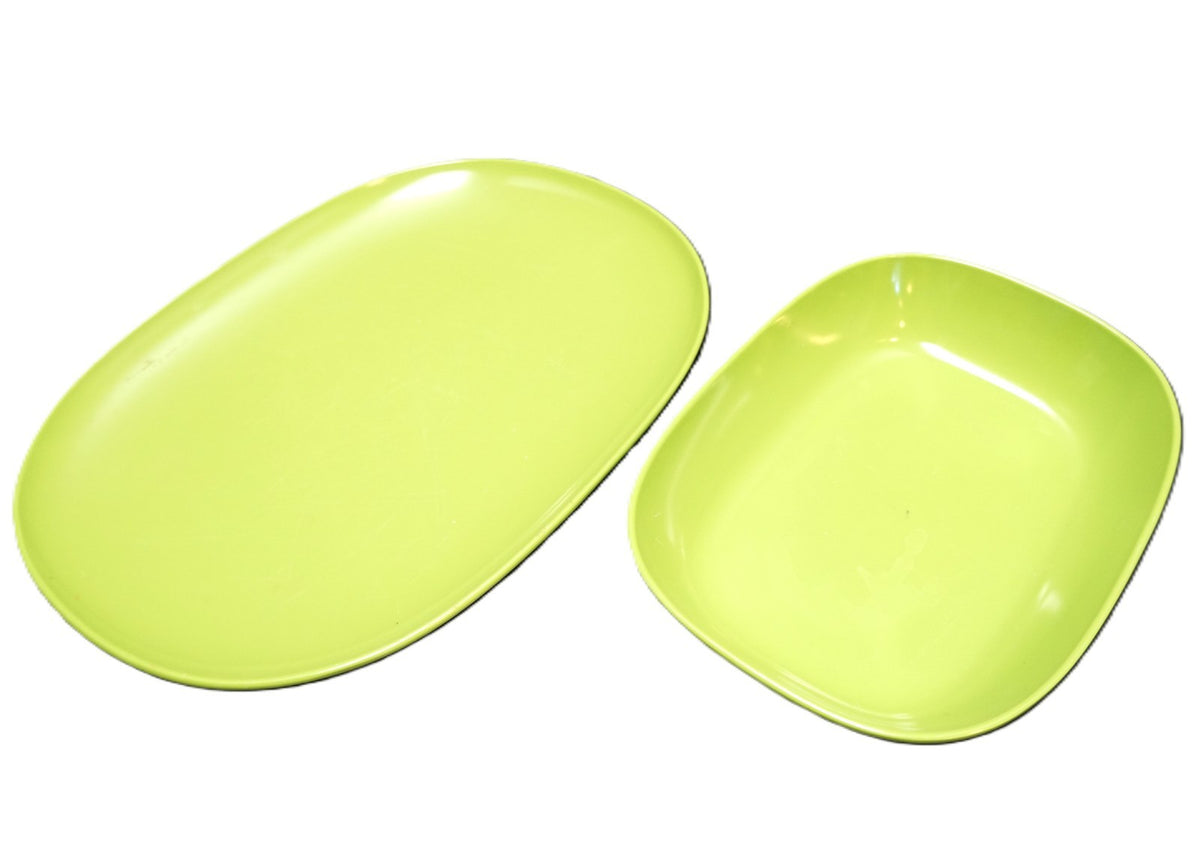 Texas Ware Thin Lime Green Rectangle Oval Bowl Platter