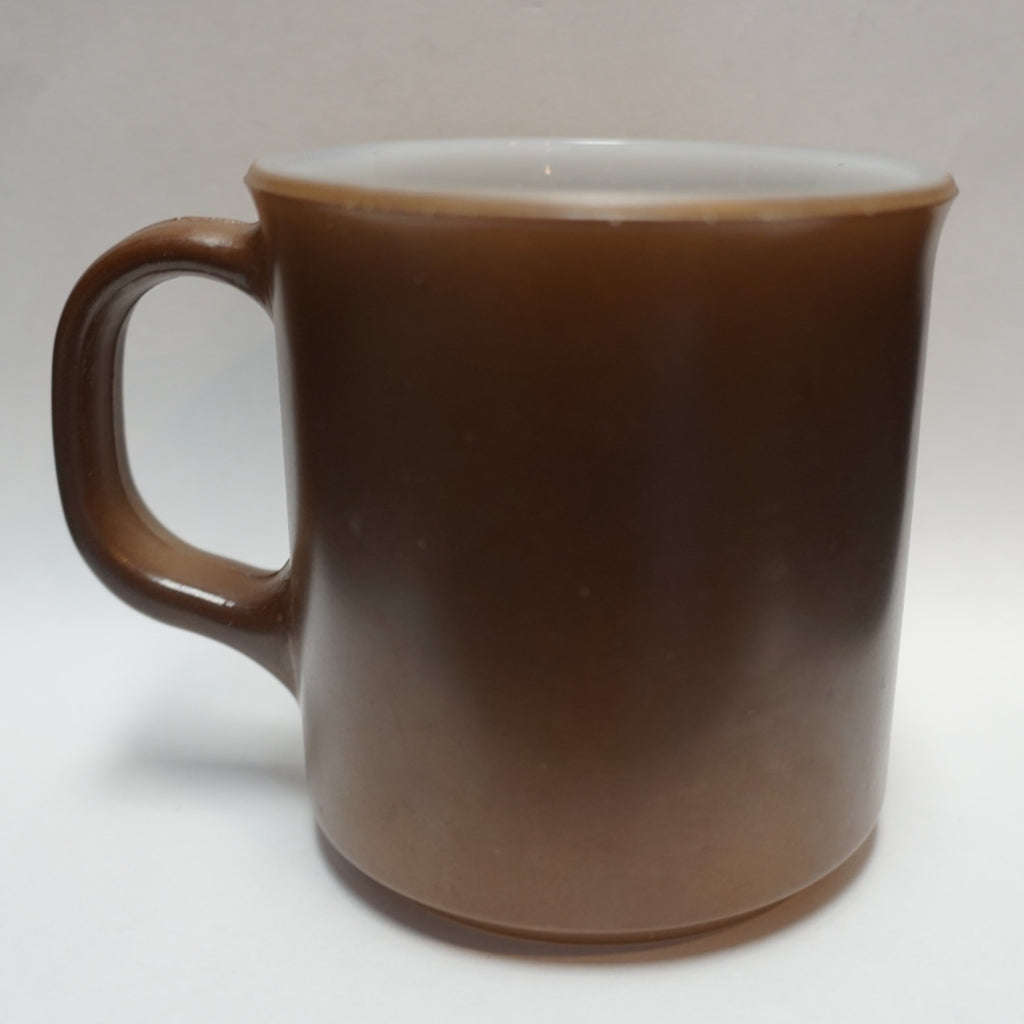 Anchor Hocking Oven Proof Brown Fired On Milk Glass Mug