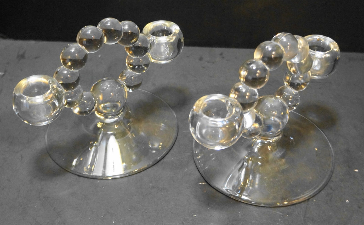 Candlewick Double Light Candle Holders Pair Imperial Glass 782
