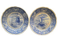 Delfts Boch Belgium Royal Sphinx Pair of Plates Windmill Ships