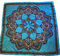 Corciova Teal 35 x 35 Scarf Silk Feel Polyester Moroccan Tile Medallion Print