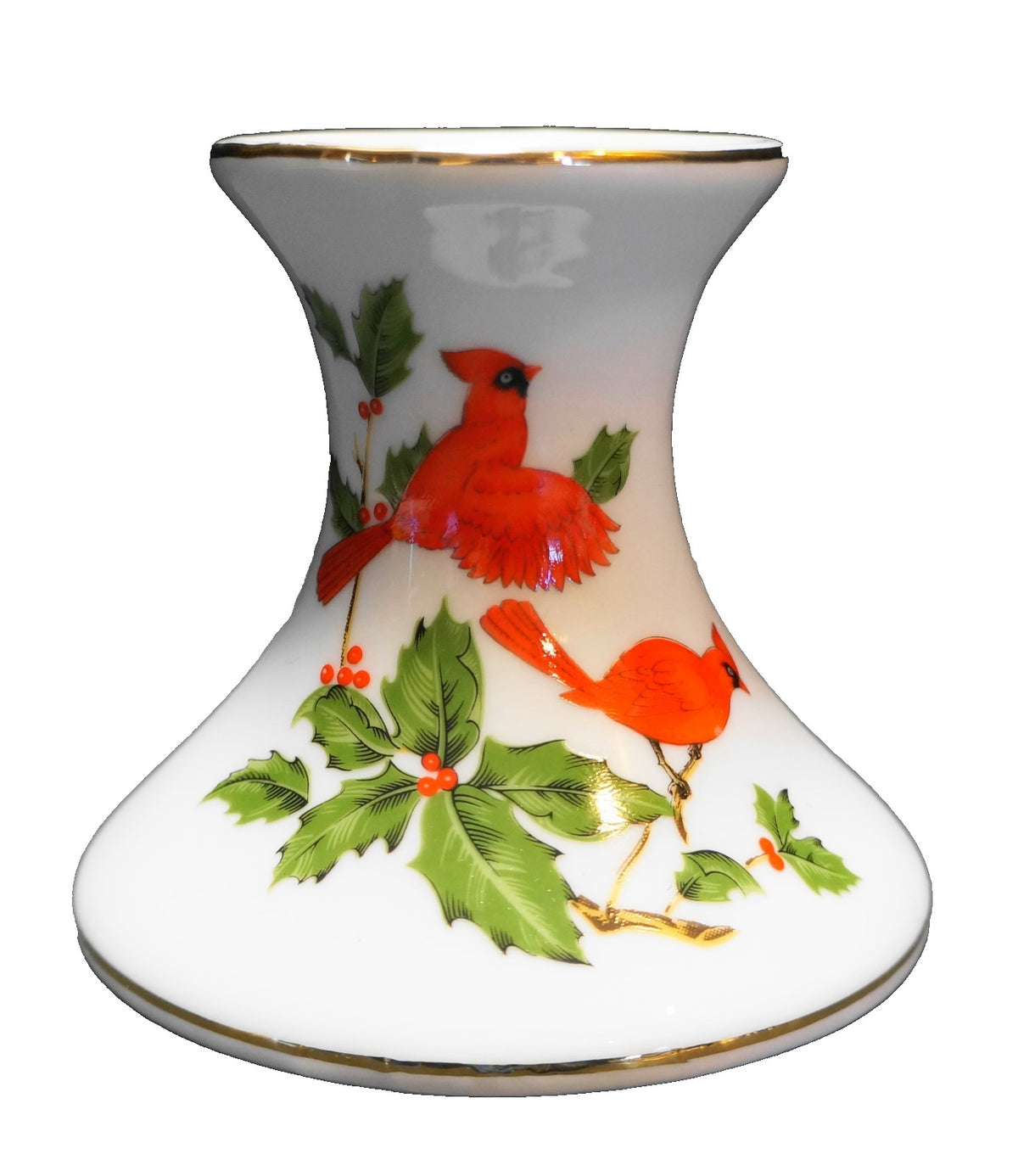 Lefton Red Cardinals Holly Winter Candle Holder