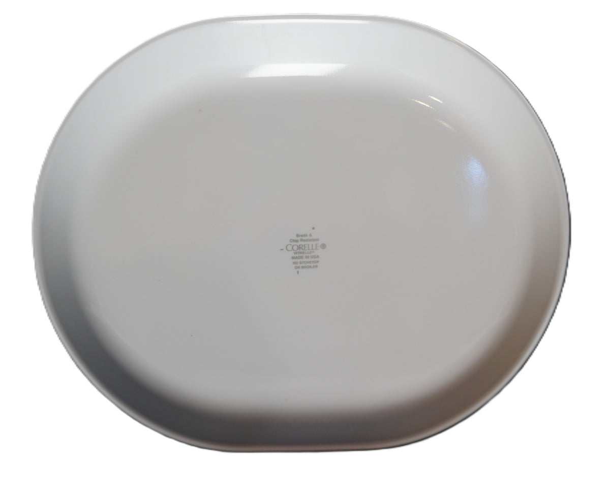 Corelle Kyoto Leaves Red Gray Oval Platter