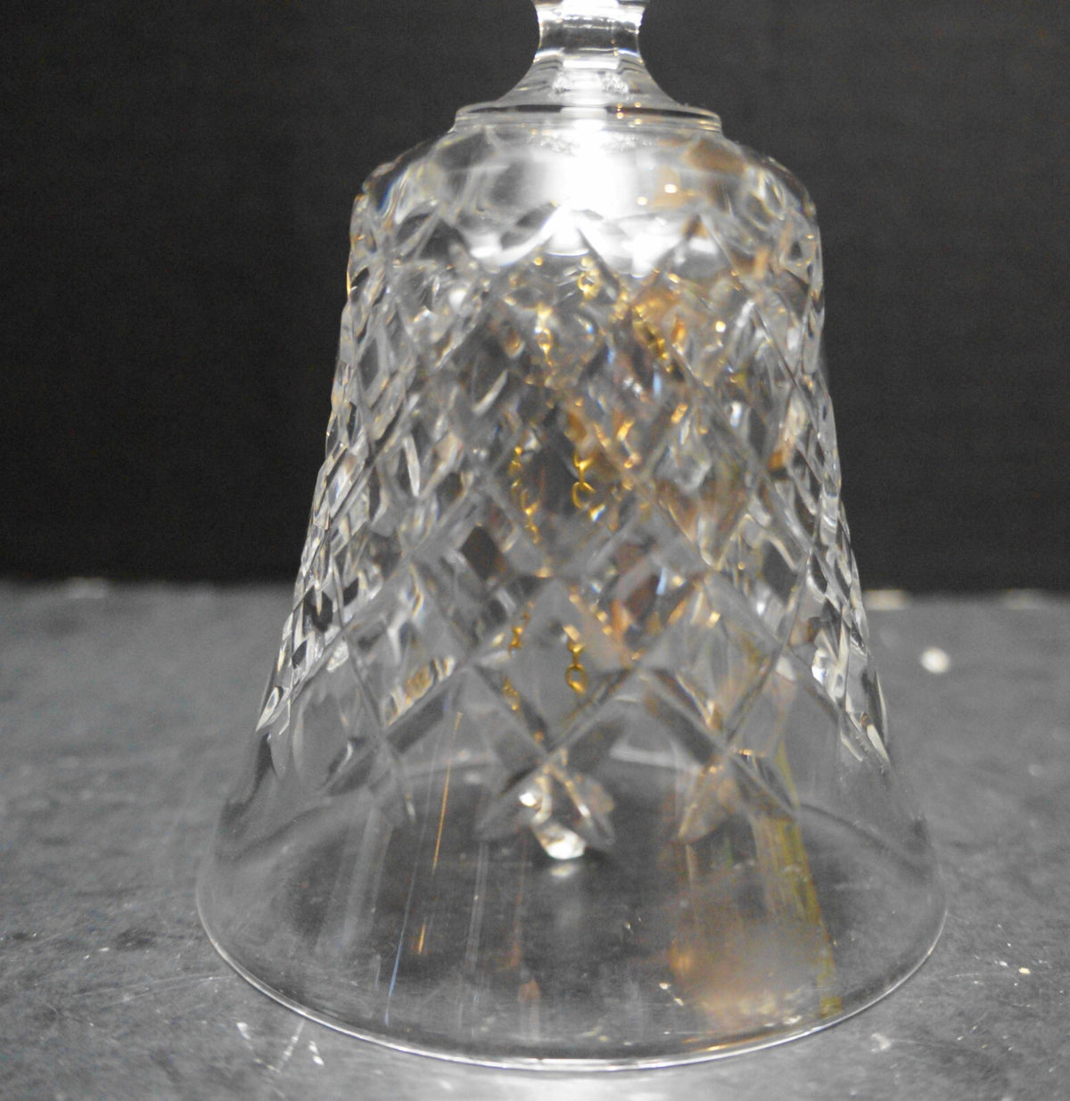 Lead Crystal Hand Dinner Bell Cut Criss Cross