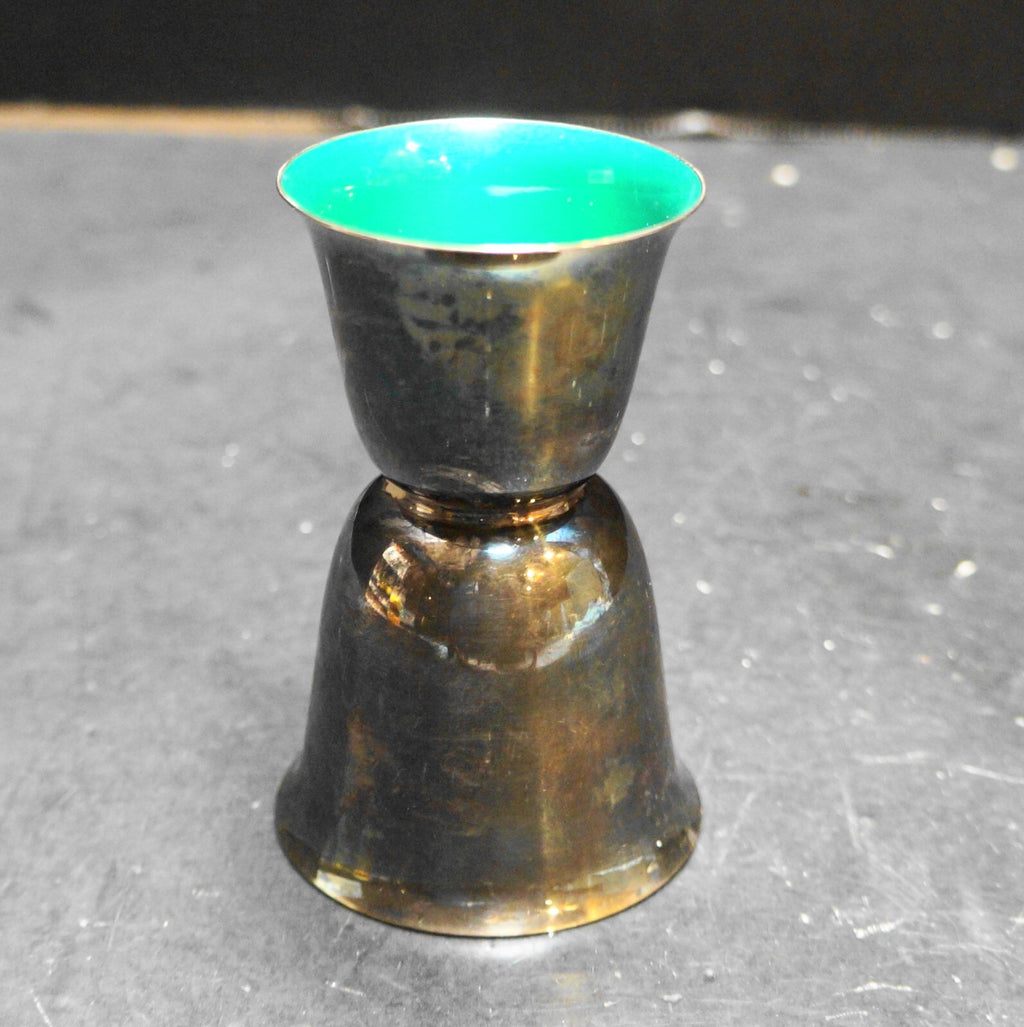 Reed & Barton Red Green Enamel Silverplated Double Jigger