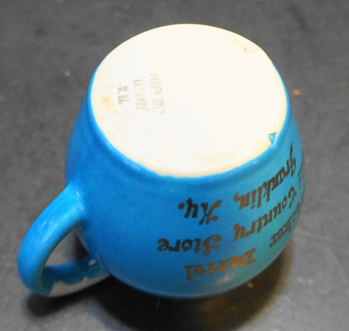 Paden City Pottery Blue Drip Creamer Souvenir Cracker Barrel Old Country Store