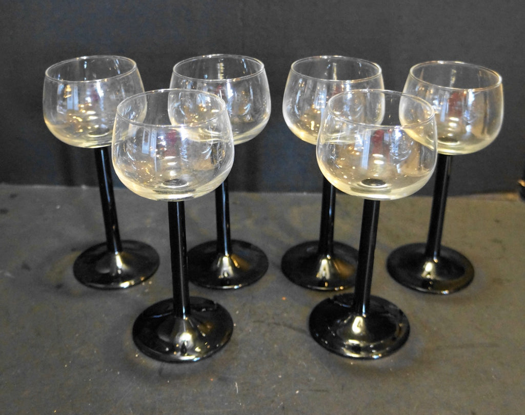 Luminarc Domino Black Stem Clear Bowl Rhine Wines Set of 6