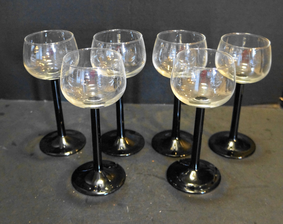 Luminarc Domino Black Stem Clear Bowl Rhine Wines Set of 6