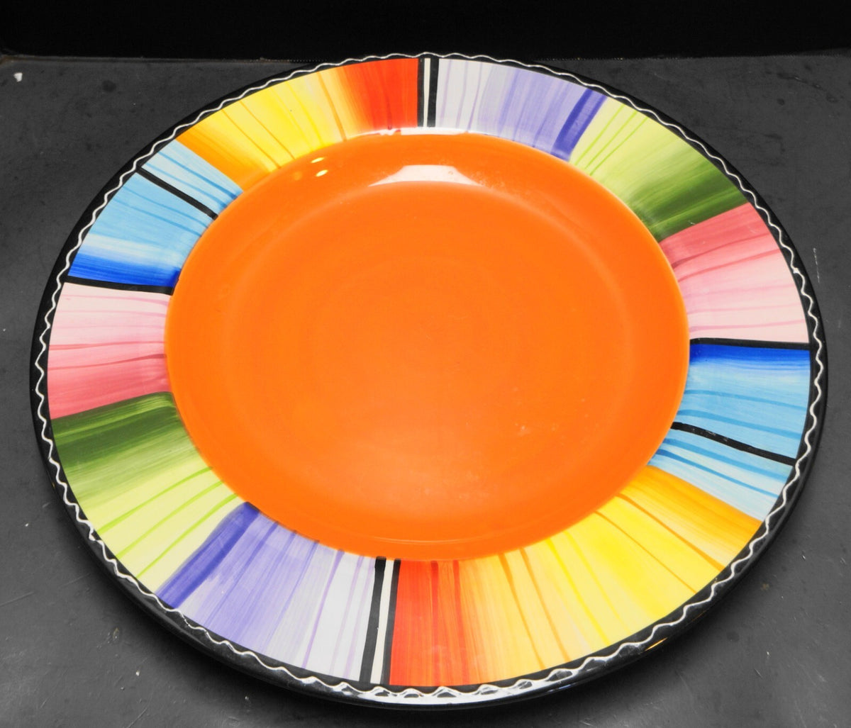 Nancy Green Serape Certified International Chop Plate Round Platter Orange 16 IN