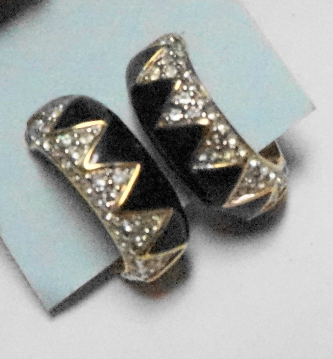 Daniel Swarovski D.S. Co. Black Enamel Crystal Encrusted Hoop Earrings
