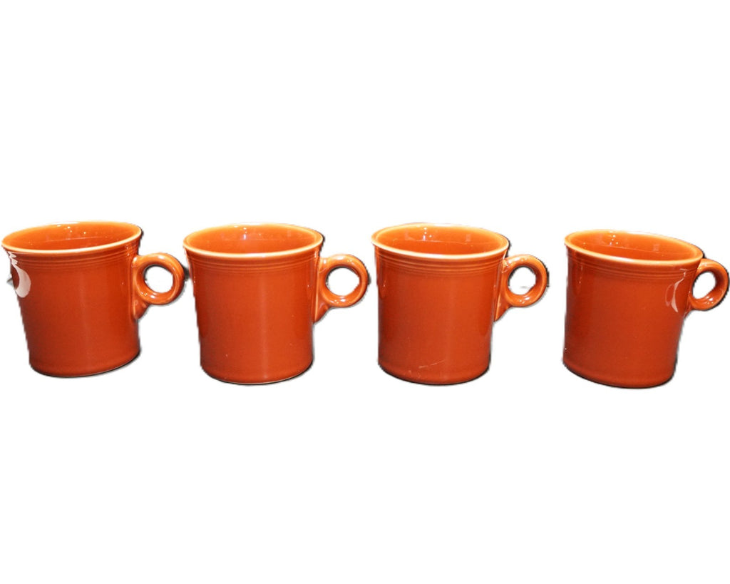 Fiesta Paprika Ring Handle Coffee Mugs Set of 6 Homer Laughlin