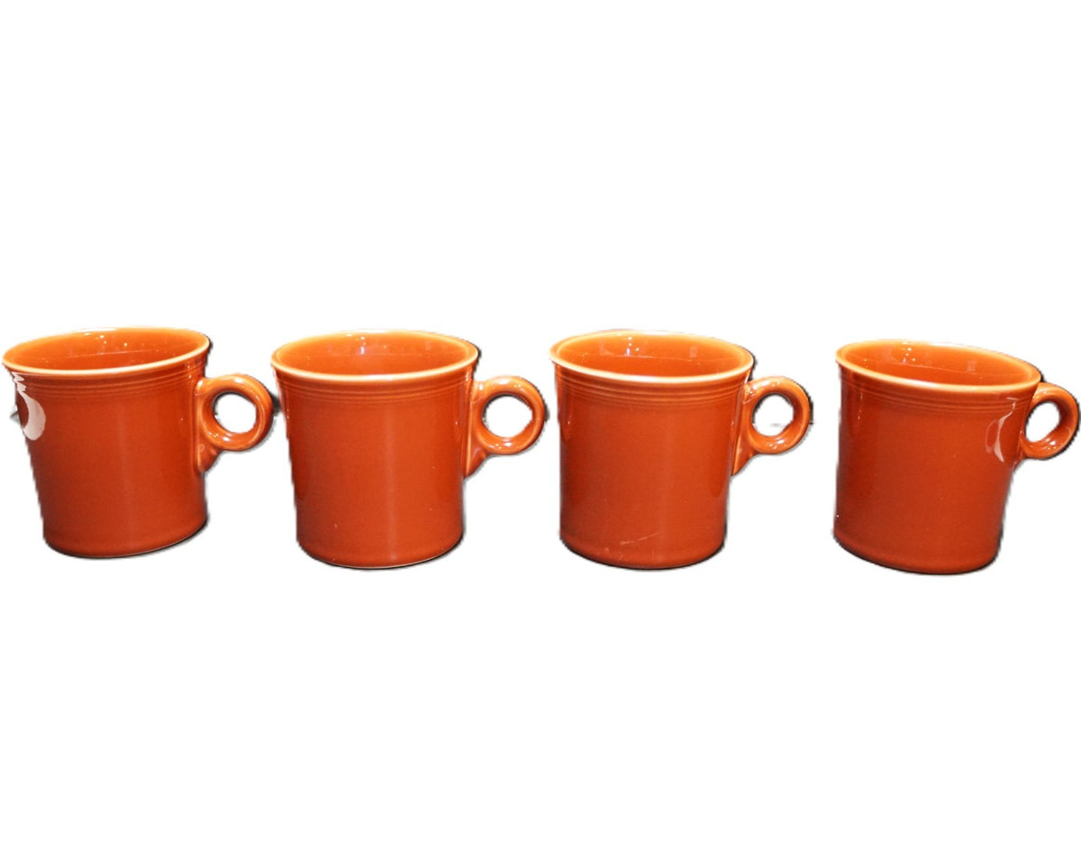 Fiesta Paprika Ring Handle Coffee Mugs Set of 6 Homer Laughlin