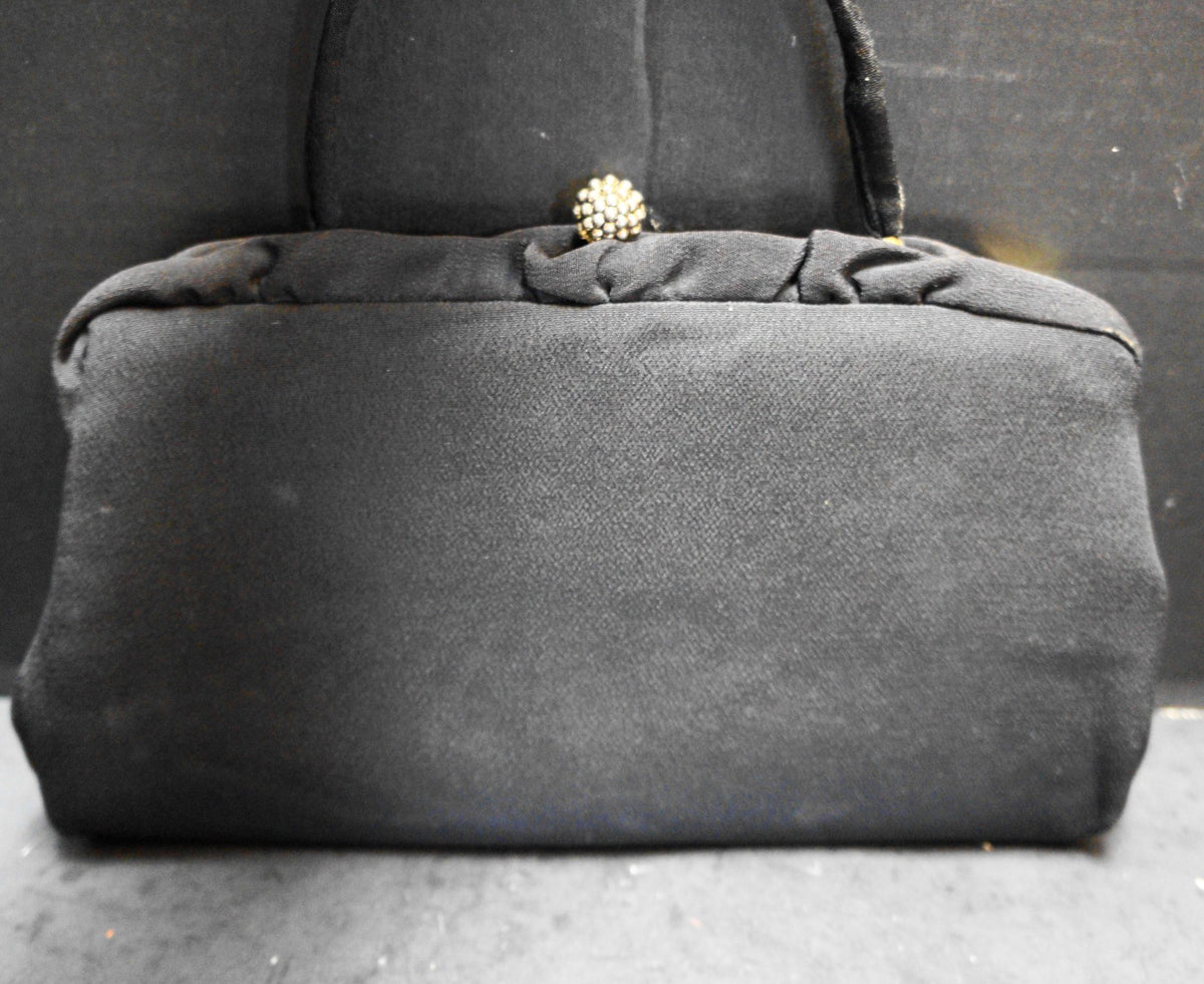 Mel-Ton Black Crepe Convertible Clutch Evening Bag