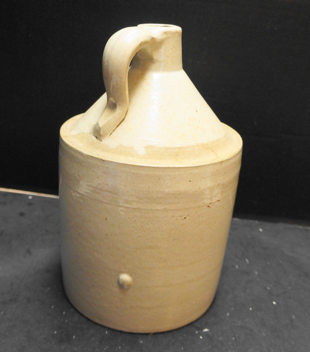 Stoneware Whiskey Jug Cream Salt Glaze C. 1900 11 IN